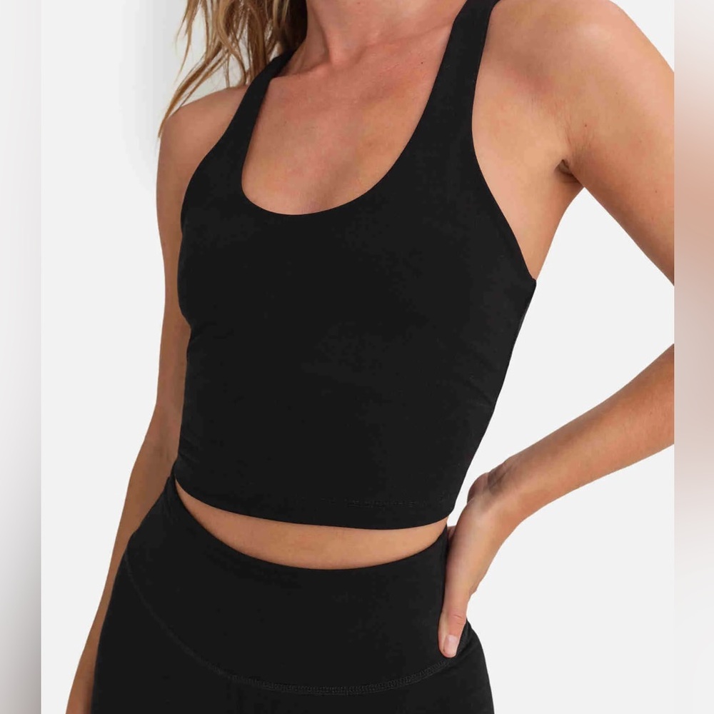 Mate The Label Organic Stretch Racer Tank Black size Large